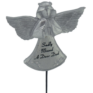 Sadly Missed Dad Silver Guardian Angel Memorial Tribute Stick