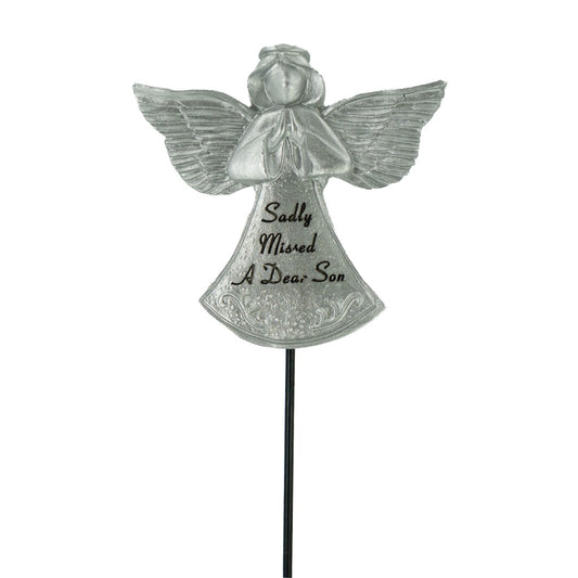 Sadly Missed Son Silver Guardian Angel Memorial Tribute Stick