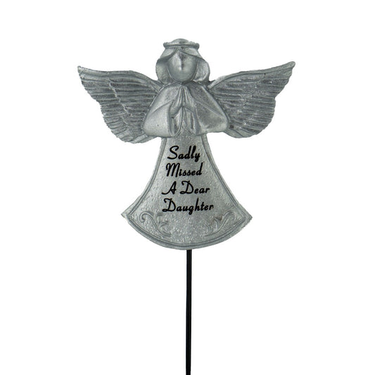 Sadly Missed Daughter Silver Guardian Angel Memorial Tribute Stick