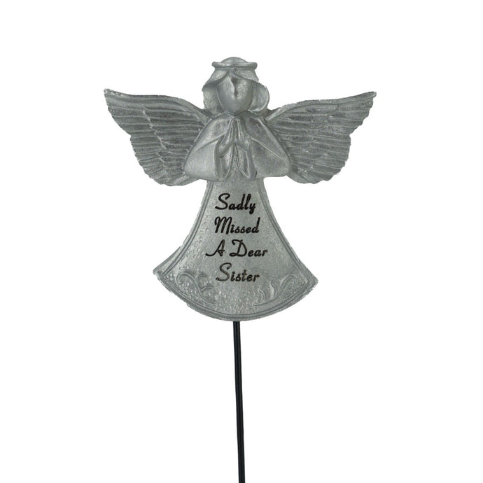 Sadly Missed Sister Silver Guardian Angel Memorial Tribute Stick