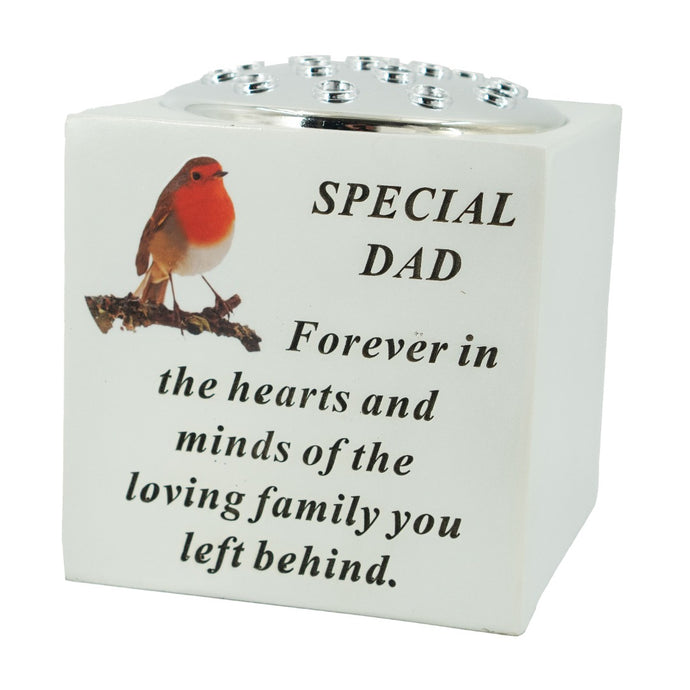 Special Dad Red Robin Graveside Memorial Flower Vase