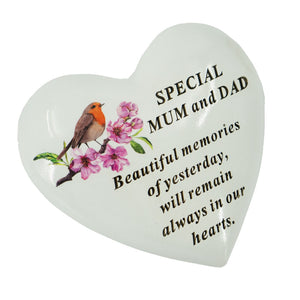 Special Mum and Dad Robin Memorial Heart
