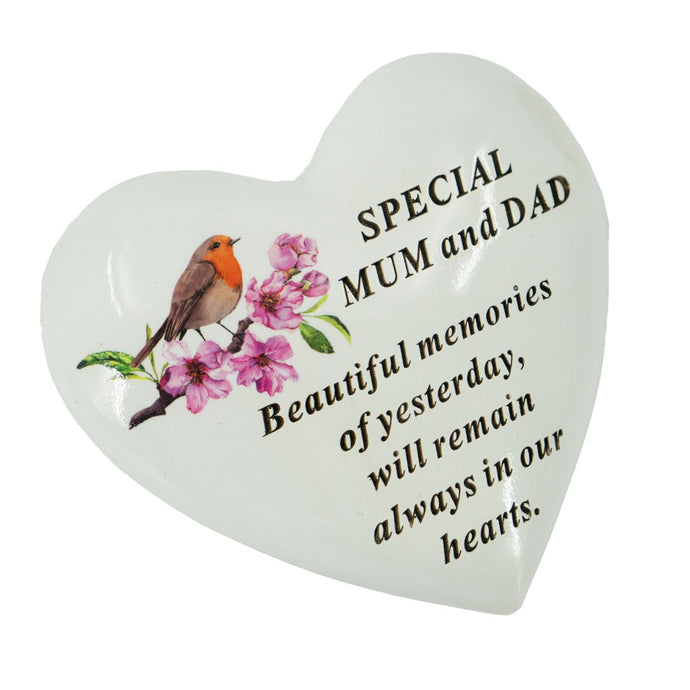Special Mum and Dad Robin Memorial Heart