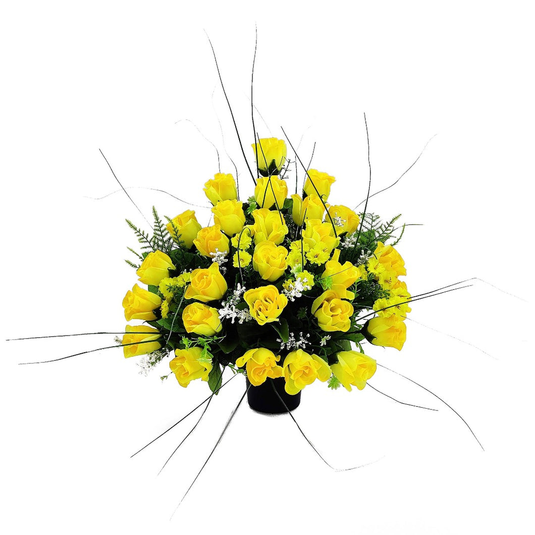 Shania Yellow Rose Artificial Flower Memorial Arrangement
