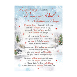 Wonderful Mum and Dad Christmas Memorial Remembrance Grave Card