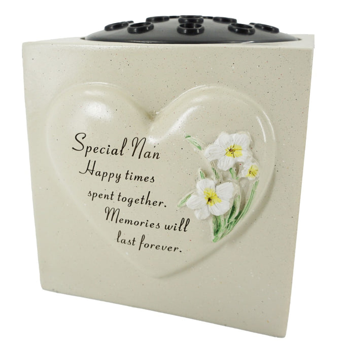 Special Nan Heart Graveside Memorial Rose Bowl Vase