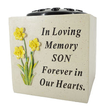 Load image into Gallery viewer, Special Son Daffodil Flower Graveside Memorial Rose Bowl Vase