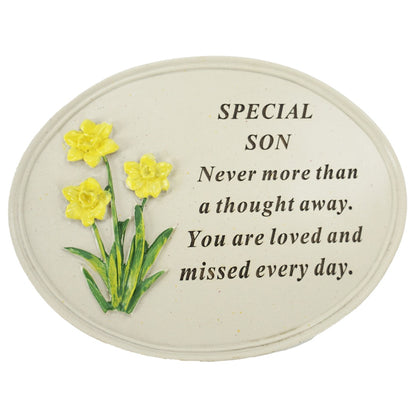 Special Son Daffodil Flower Graveside Memorial Grave Plaque