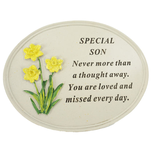 Special Son Daffodil Flower Graveside Memorial Grave Plaque