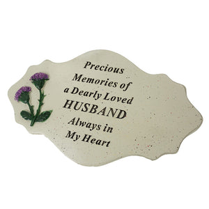 Special Husband Thistle Flower Memorial Grave Plaque