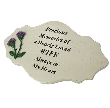 Special Wife Thistle Flower Graveside Memorial Plaque