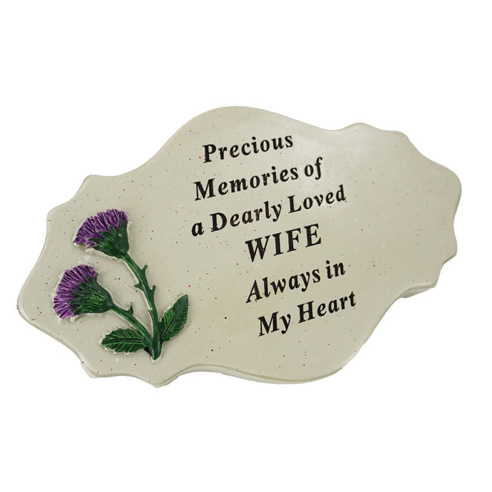 Special Wife Thistle Flower Graveside Memorial Plaque