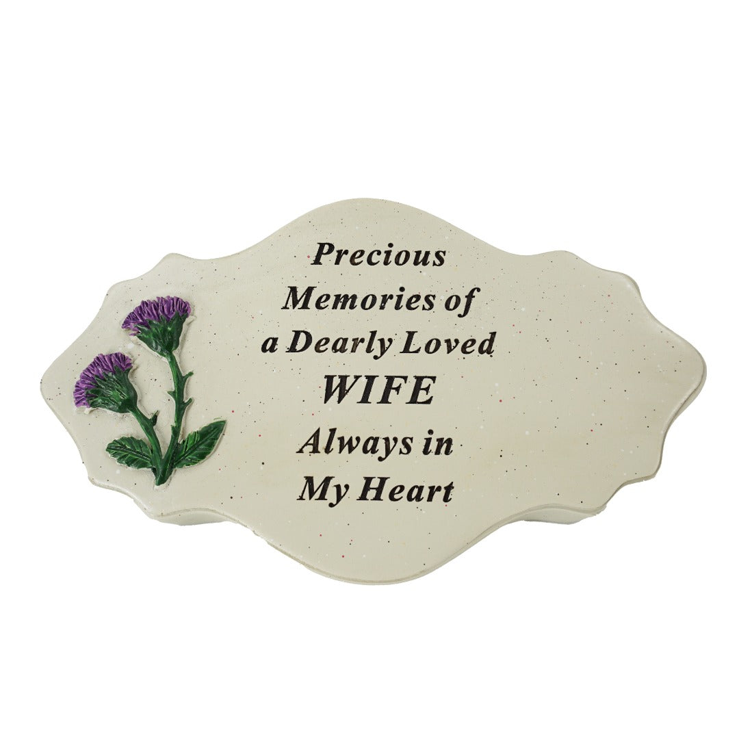 Special Wife Thistle Flower Graveside Memorial Plaque