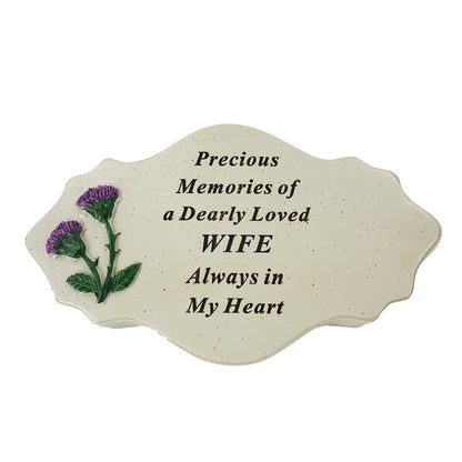 Special Wife Thistle Flower Graveside Memorial Plaque