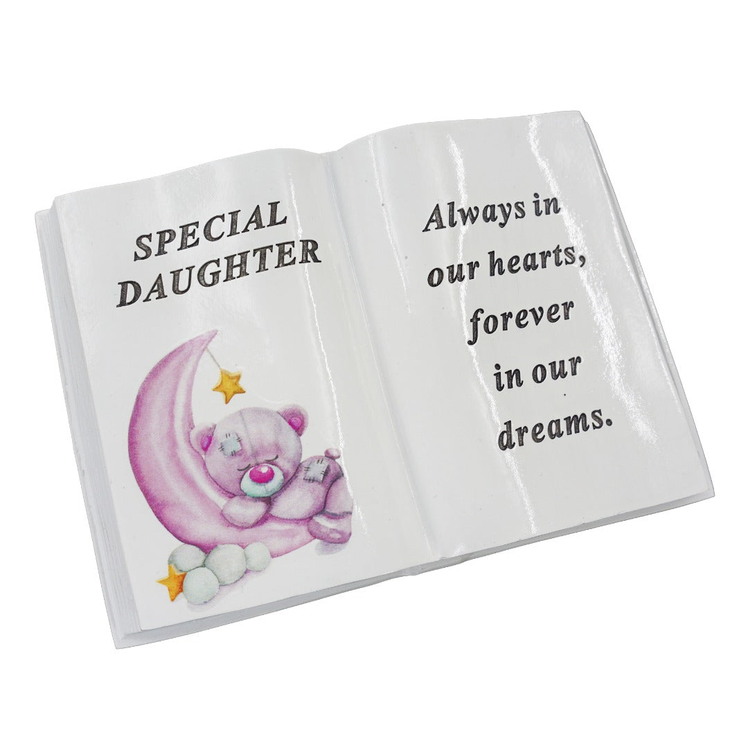 Special Daughter Baby Girl Teddy Bear Graveside Book