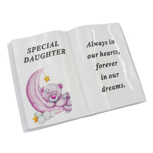 Special Daughter Baby Girl Teddy Bear Graveside Book