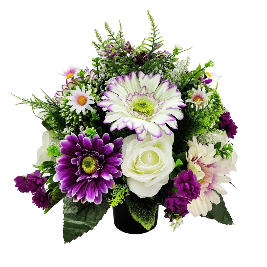 Halona Purple Gerbera Rose Artificial Flower Arrangement