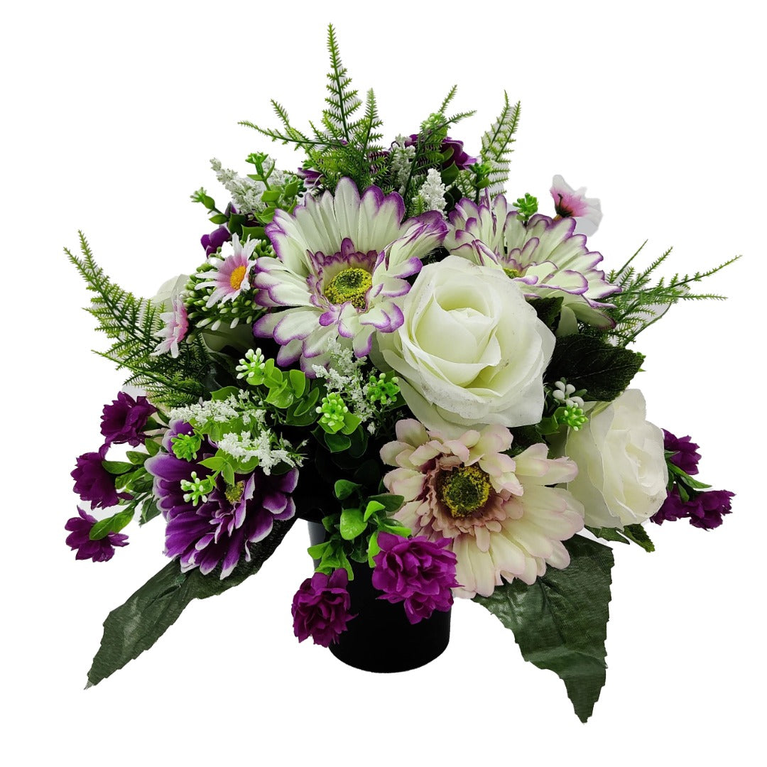 Halona Purple Gerbera Rose Artificial Flower Arrangement