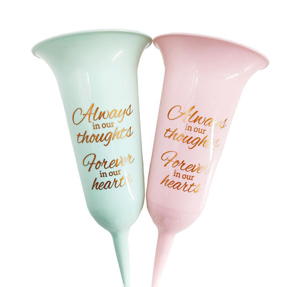Baby Girl and Boy Set of 2 Forever in Our Hearts Fluted Spiked Vases