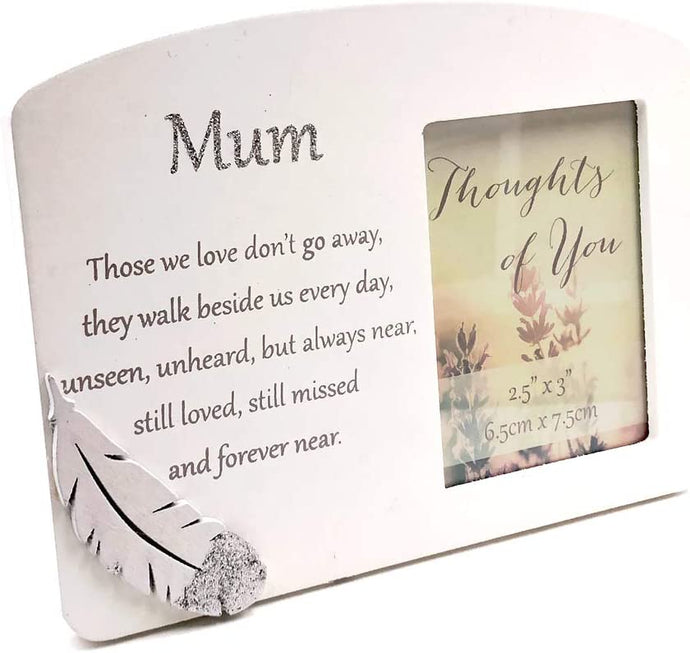 Memorial Mum Silver Feather Remembrance Photo Frame