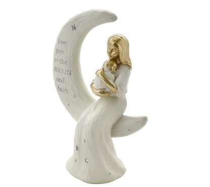 Mother and Baby Love You to the Moon and Back Gold Lady Figure Ornament