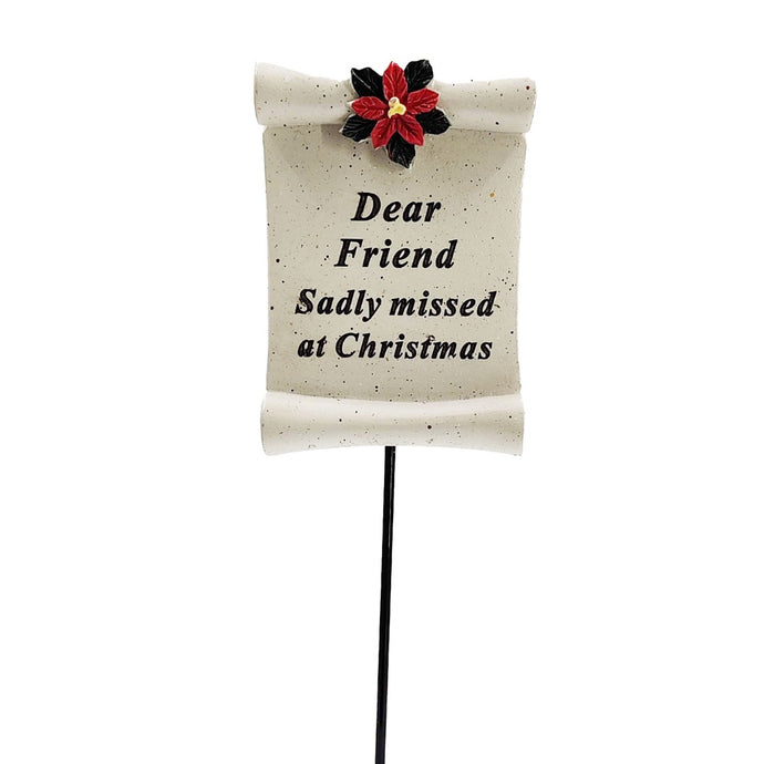 Dear Friend Christmas Xmas Poinsettia Flower Memorial Tribute Stick