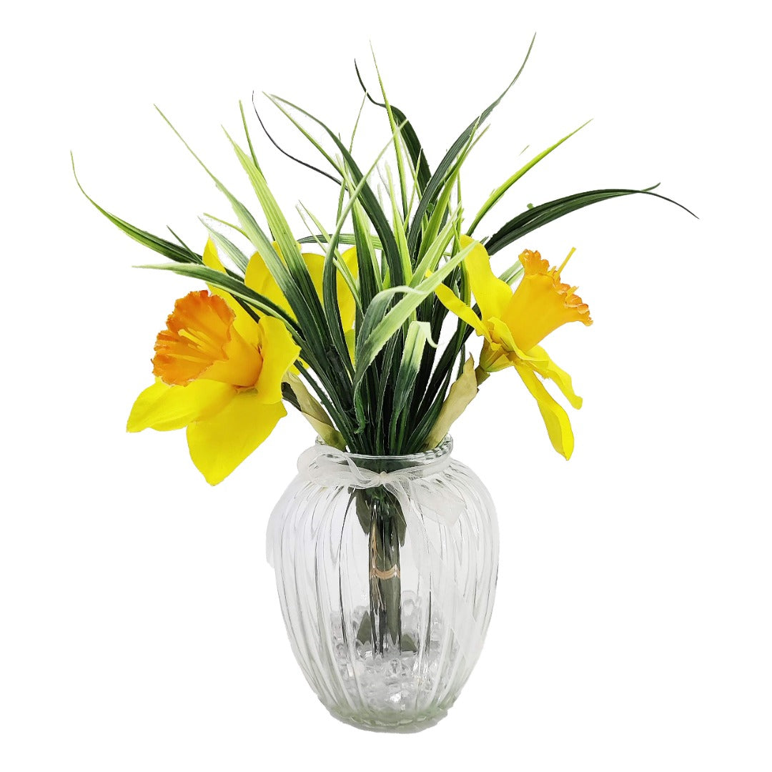 Yellow Daffodil Grass Bud Artificial Flower Arrangement