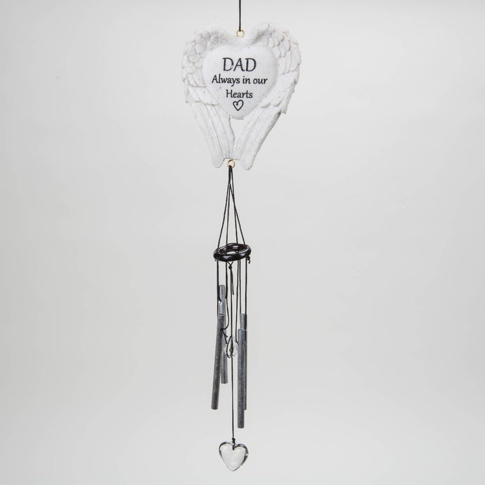 Dad In Our Hearts Guardian Angel Wings Graveside Memorial Wind Chime