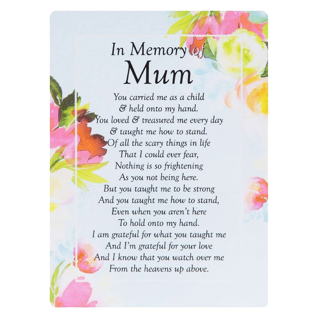Memory of Mum Memorial Remembrance Verse Plastic Coated Graveside Card