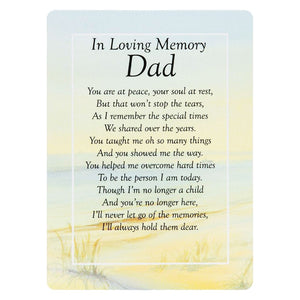 Loving Memory Dad Beach Sea Memorial Remembrance Verse Plastic Coated Graveside Card