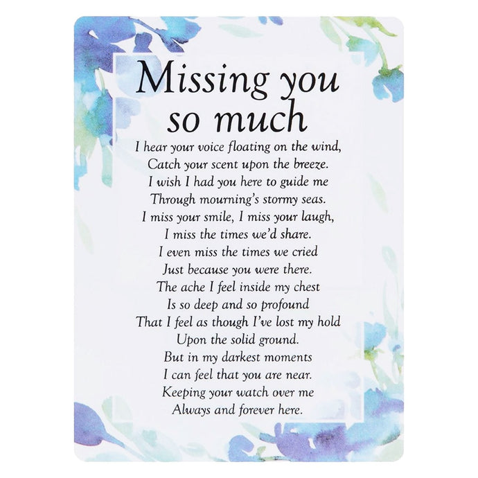 Missing You Floral Memorial Remembrance Verse Plastic Coated Graveside Card