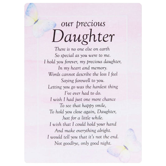 Our Precious Daughter Butterfly Memorial Remembrance Card