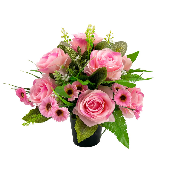 Loxi Pink Rose Artificial Flower Memorial Arrangement