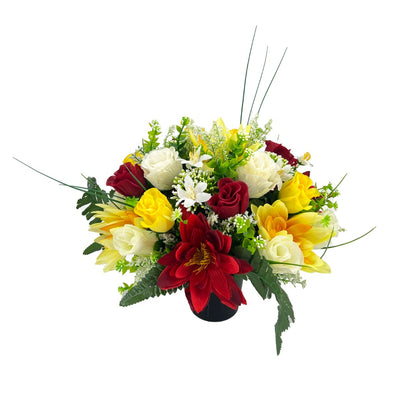 Tommy Red and Yellow Waterlily Artificial Flower Arrangement