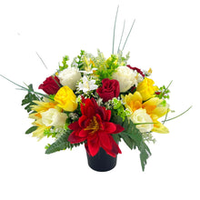 Load image into Gallery viewer, Tommy Red and Yellow Waterlily Artificial Flower Arrangement