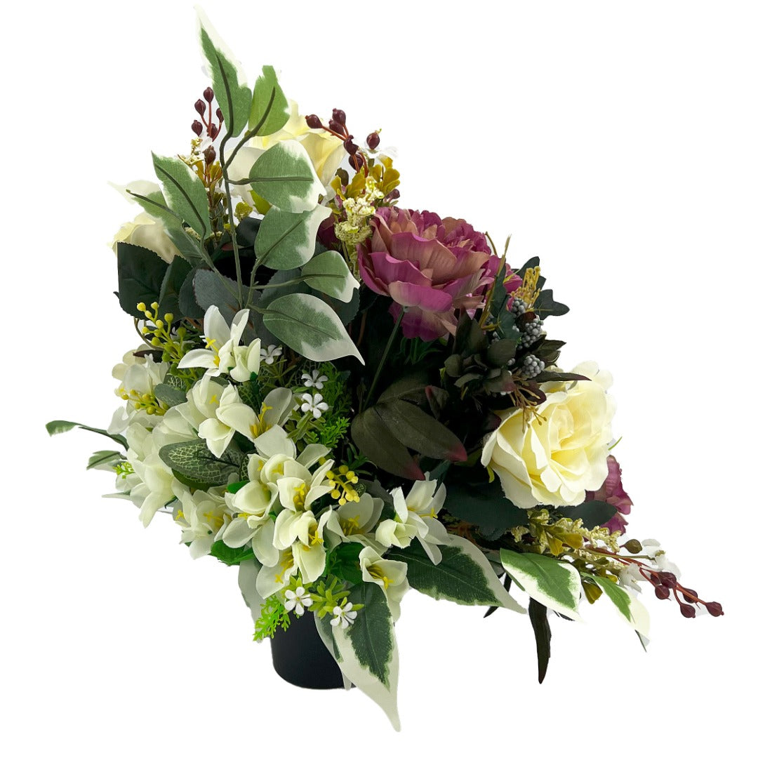 Emma Dark Mauve Peony Artificial Flower Memorial Arrangement