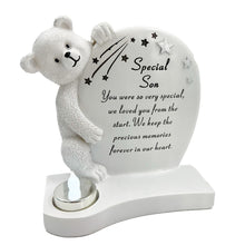 Load image into Gallery viewer, Special Son Baby Boy Teddy Bear Shooting Star Memorial Ornament with Tealight