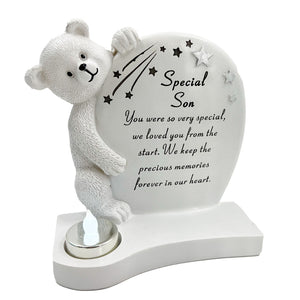 Special Son Baby Boy Teddy Bear Shooting Star Memorial Ornament with Tealight