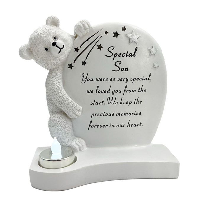 Special Son Baby Boy Teddy Bear Shooting Star Memorial Ornament with Tealight
