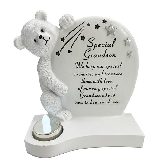 Special Grandson Teddy Bear Shooting Star Memorial  Ornament with Tealight