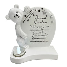 Load image into Gallery viewer, Special Grandson Teddy Bear Shooting Star Memorial  Ornament with Tealight