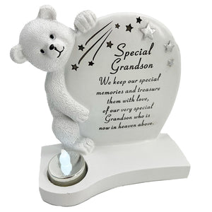 Special Grandson Teddy Bear Shooting Star Memorial  Ornament with Tealight