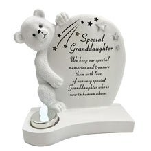 Load image into Gallery viewer, Special Granddaughter Teddy Bear Shooting Star Memorial Ornament with Tealight