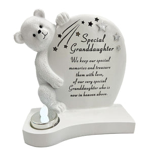 Special Granddaughter Teddy Bear Shooting Star Memorial Ornament with Tealight
