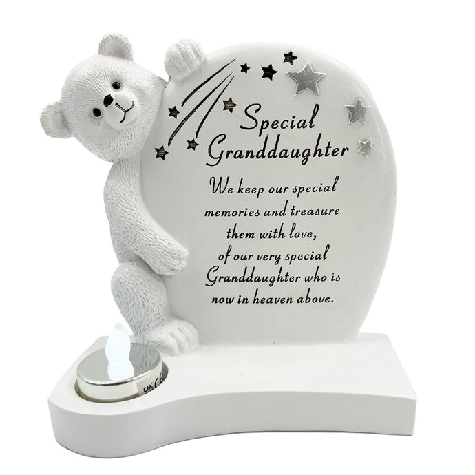 Special Granddaughter Teddy Bear Shooting Star Memorial Ornament with Tealight