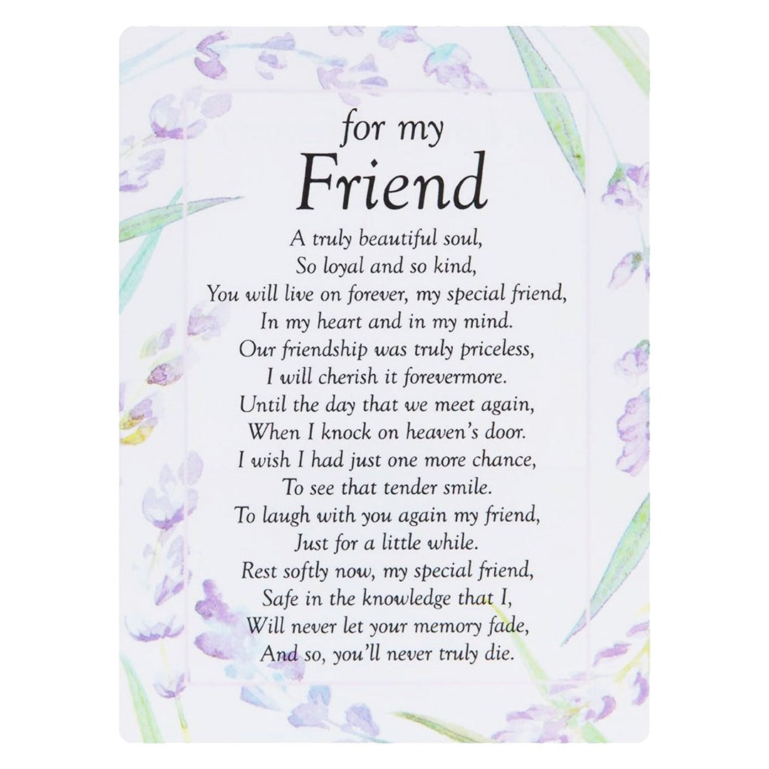 For my Friend Floral Plastic Coated Memorial Remembrance Card