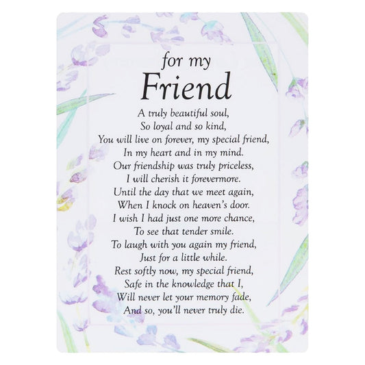 For my Friend Floral Plastic Coated Memorial Remembrance Card