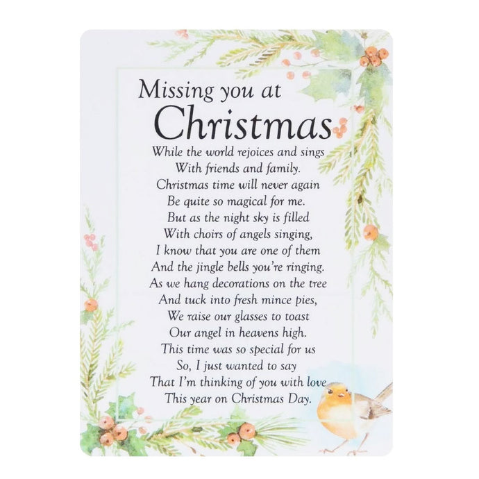 Missing you at Christmas Plastic Coated Memorial Remembrance Card