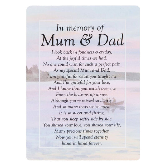 Mum and Dad Sea Memorial Plastic Coated Remembrance Card