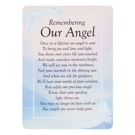 Our Angel Plastic Coated Memorial Remembrance Card